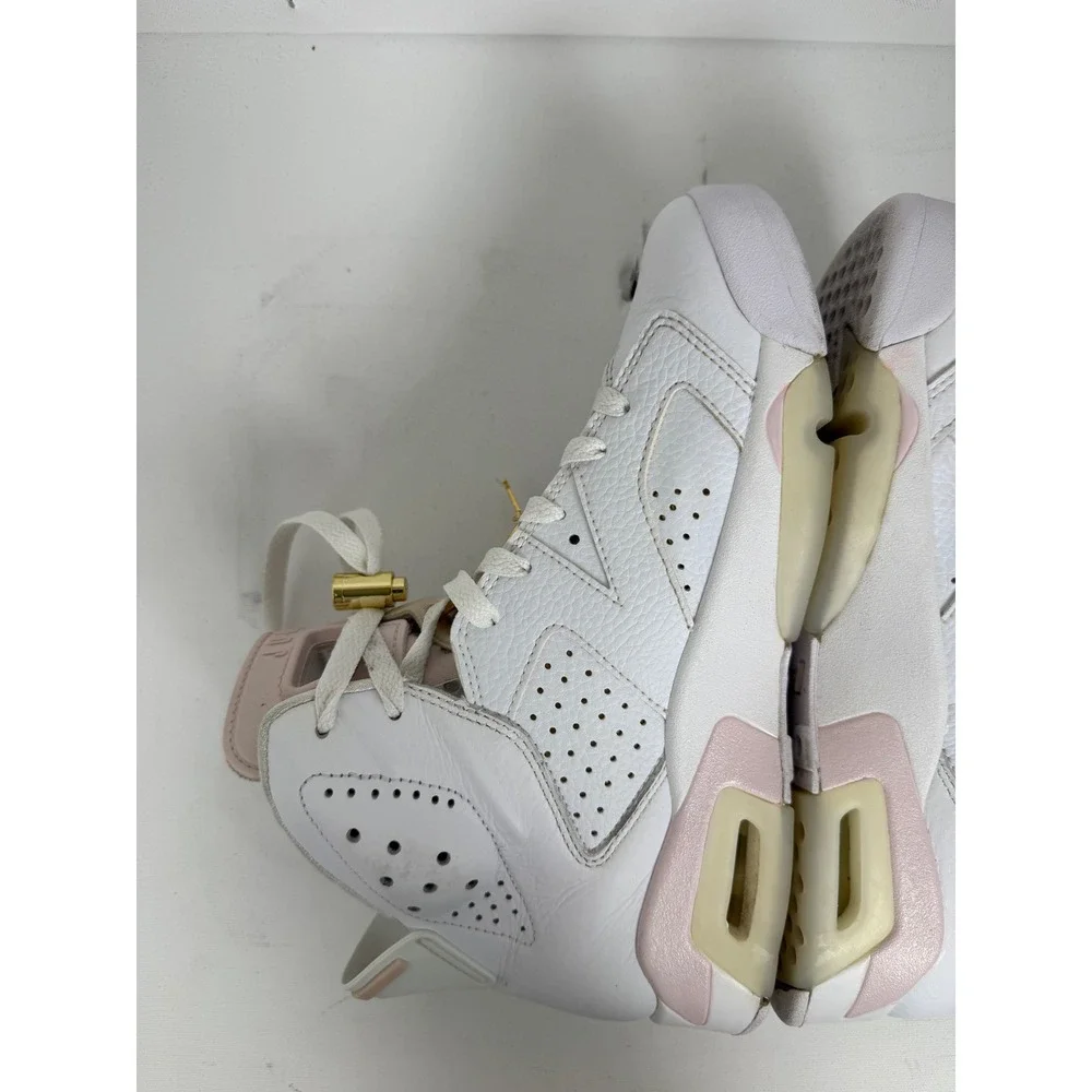 Nike Air Jordan 6 Retro Gold Hoops Women Size 8.5 White Pink Leather DH9696-100